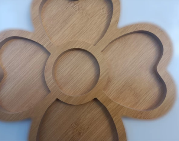 Sunum Tabak 12233 Kalpli Model Ahşap MDF Lam 4 göz 4 Adet EL Yapım - 6