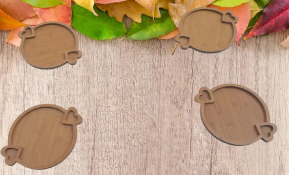 Sunum Tabak 12232 Tepsi Model Ahşap MDF Lam 1 Göz 4 Adet El Yapım - 6