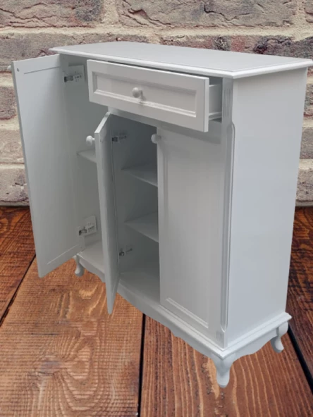 Ayakkabılık 12225 Klasik Kayın Avangart Aslan Ayak Parlak Beyaz 3Kapak El Yapım - 5