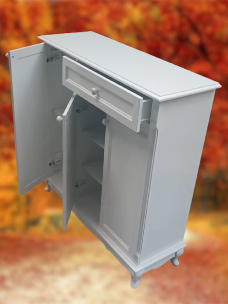 Ayakkabılık 12225 Klasik Kayın Avangart Aslan Ayak Parlak Beyaz 3Kapak El Yapım - 6