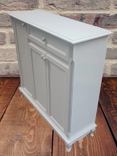 Ayakkabılık 12225 Klasik Kayın Avangart Aslan Ayak Parlak Beyaz 3Kapak El Yapım - 3