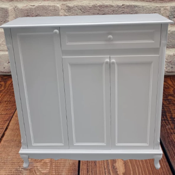 Ayakkabılık 12225 Klasik Kayın Avangart Aslan Ayak Parlak Beyaz 3Kapak El Yapım - 7