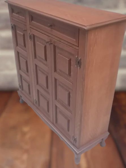 Ayakkabılık 12227 Kareli Balon Klasik Model Kayın Aslan Ayak Parlak Ceviz El yapı