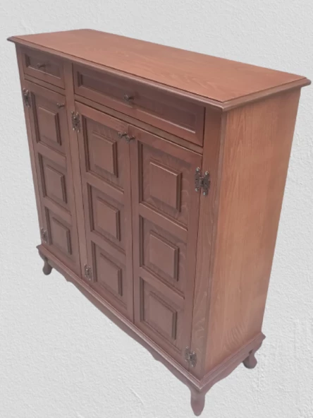 Ayakkabılık 12227 Kareli Balon Klasik Model Kayın Aslan Ayak Parlak Ceviz El yapı - 2