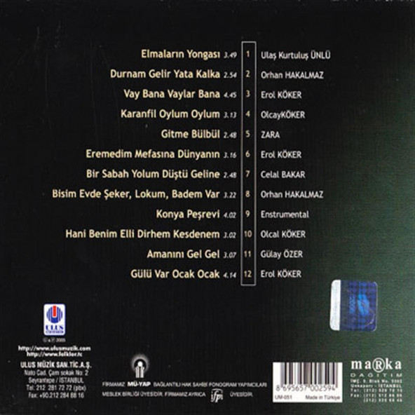 TÜRKÜLERLE TÜRKİYE (TÜRKİYE WITH FOLK SONGS) - 42 KONYA (CD) - 2