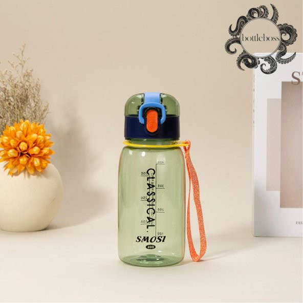 BottleBoss Classical Kilitli Taşıma Askılı Çocuk Matarası 400 Ml Yeşil ürün görseli
