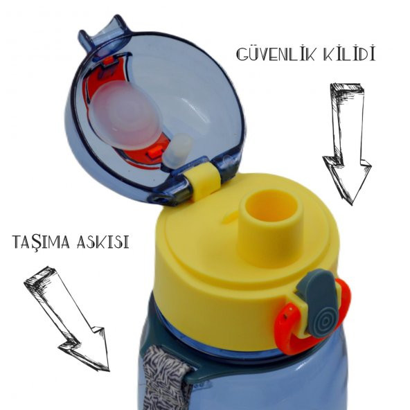 BottleBoss Classical Kilitli Taşıma Askılı Çocuk Matarası 400 Ml Siyah - 2