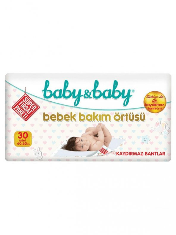 Baby&Baby Kaydırmaz Bantlı Bebek Bakım Örtüsü 30x2 60 Adet
