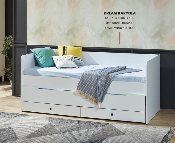 Karyola Ve Yavru Karyola URLU 12064 DREAM inovatik Model Beyaz Renk İtinalı paket kargo