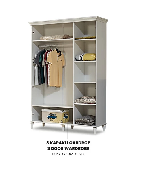 Dolap Urlu 12061 DREAM 3kapı Beyaz Renk şık ürün Kalite malzeme İtinalı paket kargo - 2