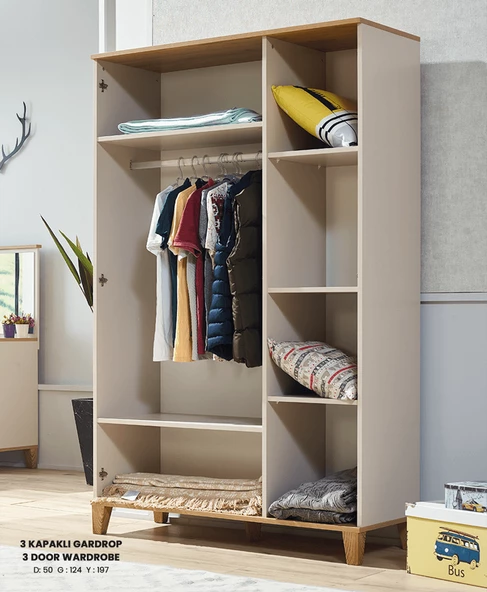 Dolap Urlu 12047 EGE 3kapı Model Krem Renk şık ürün Kalite malzeme İtinalı paket kargo - 2