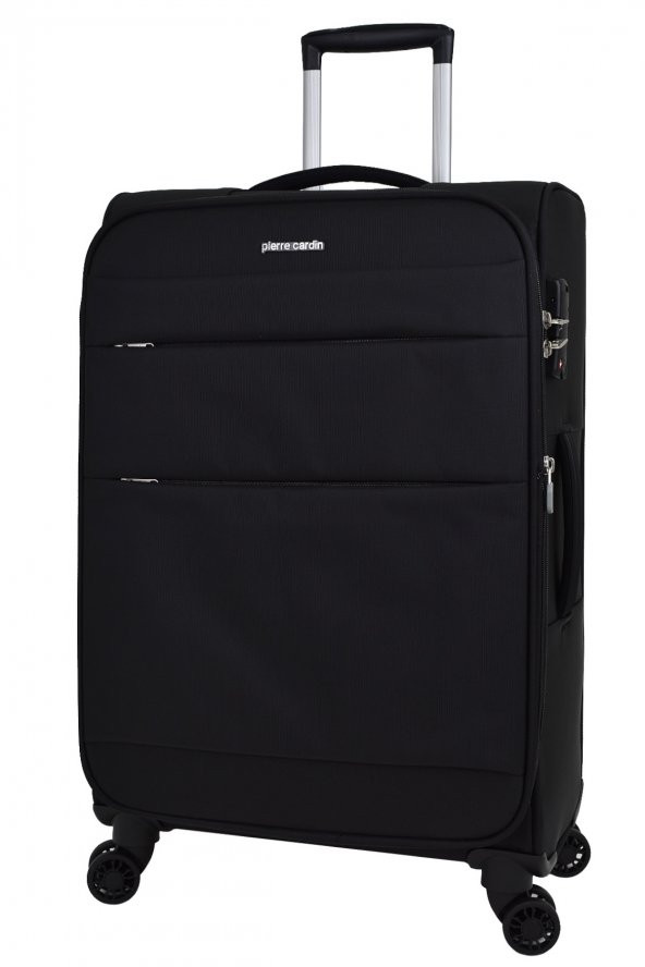 Pierre Cardin Ultra Light Hafif Lüx Kumaş Büyük Boy Valiz Siyah PC4200