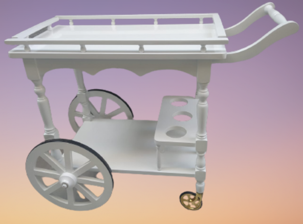 Servis Araba 12012 Büyük Teker Model Kayın Ayak Nature Ceviz Boya Yemek dağıtır - 4