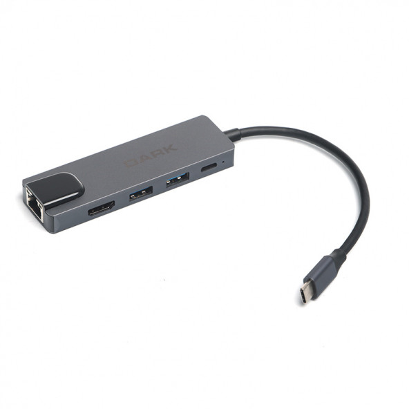 Dark USB 3.1 Type-C to Ethernet Hdmi USB-C PD 65W Macbook Pro/Air & Notebook için Port Çoklayıcı HUB DK-AC-U31X46