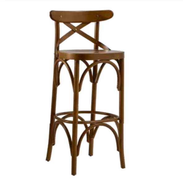 Sandalye 1921 Zus279 ÇAPRAZ Cafe Yüksek Model Kayın Oval Parlak Ceviz El Yapım