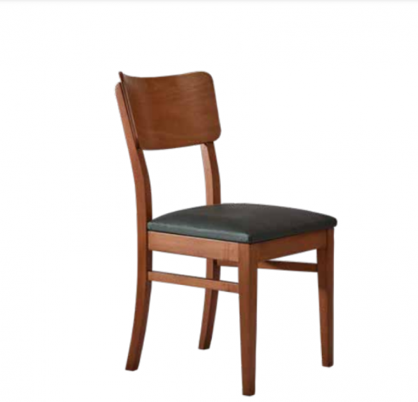 Sandalye ST Zus227 Papel Sırt Model Parlak Ceviz Boya Kayın Ayak Suni Deri Siyah