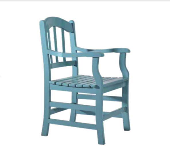 Sandalye ST Zus214 Oval Köy Tipi Parlak BEBE MAVİ Boya Ahşap Kayın Kolçak Küt Ayk