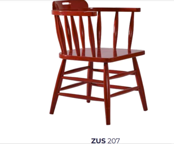 Sandalye 198779 ST Zus207 ÇITA Sırtlık Model KIRMIZI Boya Kayın Ayak Çıta Kolçak - 6