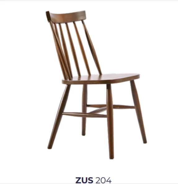 Sandalye 198776 Zus204 Çıtalı Sırtlık Model Ceviz Boya Kayın Ayak Ayak El Yapı - 6