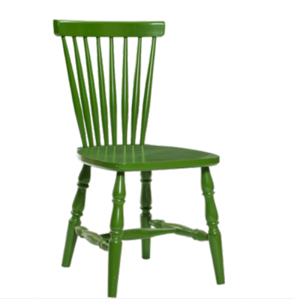 Sandalye Zus202 Çıtalı Oval Sırtlık Model Ahşap Kayın Ayak Parlak Yeşil Boya El Yapım
