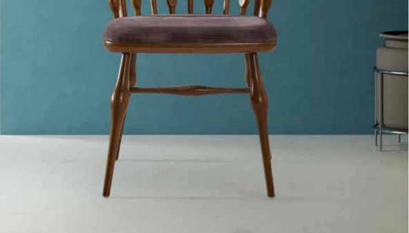 Sandalye 198766 Zus194 Damla Sırtlık Model Kayın Ayak Parlak Ceviz Boya El Yapım - 2