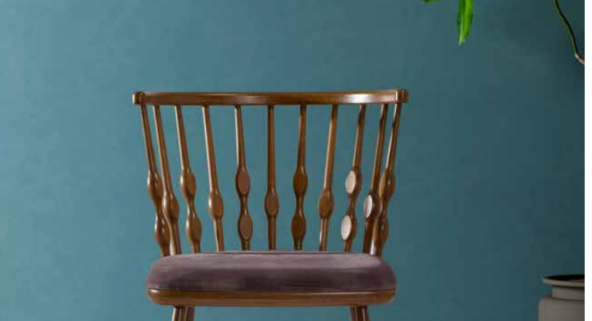 Sandalye Zus194 Damla Sırtlık Model Ahşap Kayın Ayak Parlak Ceviz Boya El Yapım