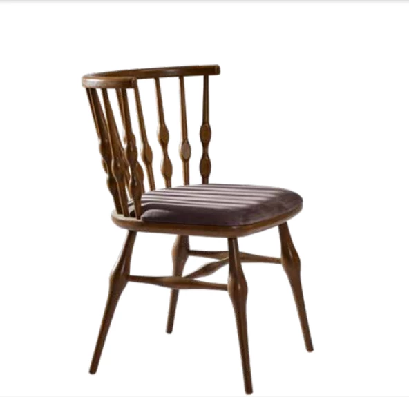 Sandalye 198766 Zus194 Damla Sırtlık Model Kayın Ayak Parlak Ceviz Boya El Yapım - 4