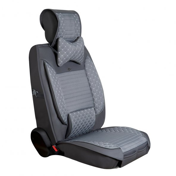 Renault Megane 4 HB Lüks Deri Oto Koltuk Kılıfı Ön/Arka Set Füme - 2