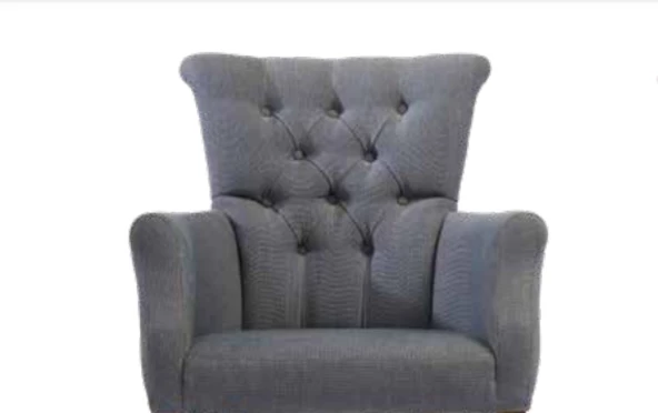 Sandalye 198760 Zus188 Berjer Kayın Retro Ayak Mavi Nubuk Kumaş Ort otr El yapım - 3