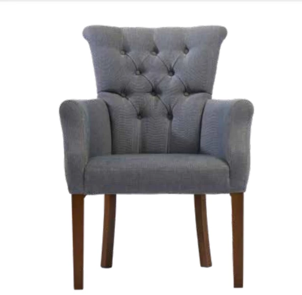 Sandalye 198760 Zus188 Berjer Kayın Retro Ayak Mavi Nubuk Kumaş Ort otr El yapım