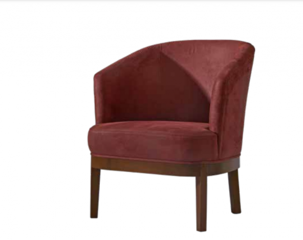 Sandalye Zus187 Berjer Model Ahşap Retro Ayak Kırmızı Nubuk Kumaş El Yapım