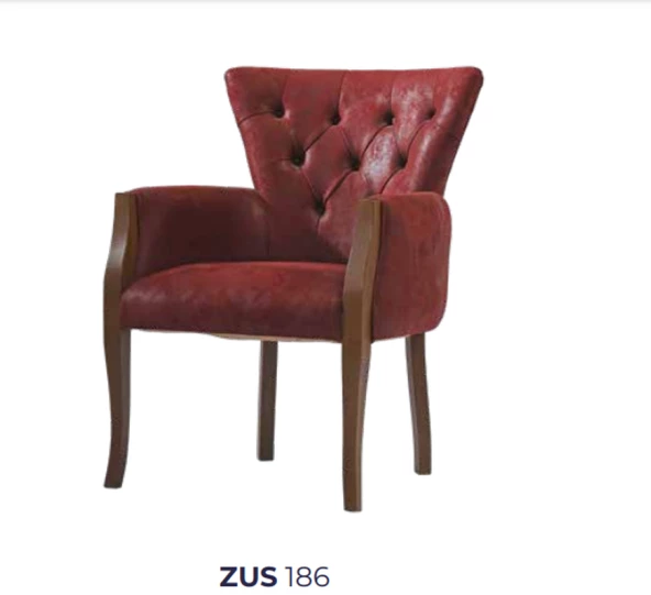 Sandalye 198758 Zus186 Kapitone Berjer Kayın Retro Küt Ayak Kırmızı El Yapım - Resim 6