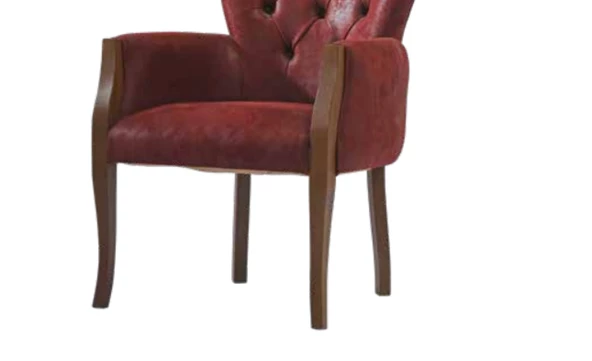 Sandalye 198758 Zus186 Kapitone Berjer Kayın Retro Küt Ayak Kırmızı El Yapım - Resim 4