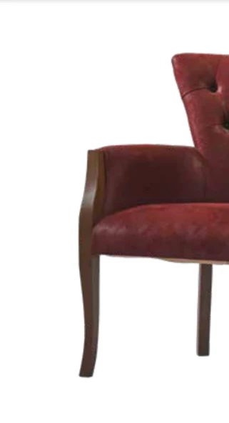 Sandalye 198758 Zus186 Kapitone Berjer Kayın Retro Küt Ayak Kırmızı El Yapım - Resim 3