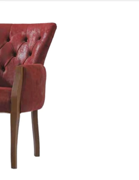 Sandalye 198758 Zus186 Kapitone Berjer Kayın Retro Küt Ayak Kırmızı El Yapım - Resim 2