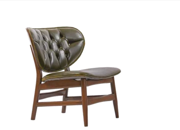 Sandalye 198757 Zus185 Kapitone Kayın Retro Ayak Yeşil Ort Oturum Suni Deri Kumaş - Resim 3