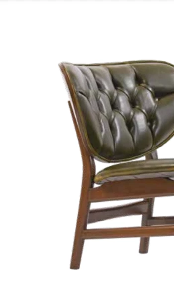 Sandalye 198757 Zus185 Kapitone Kayın Retro Ayak Yeşil Ort Oturum Suni Deri Kumaş - Resim 5