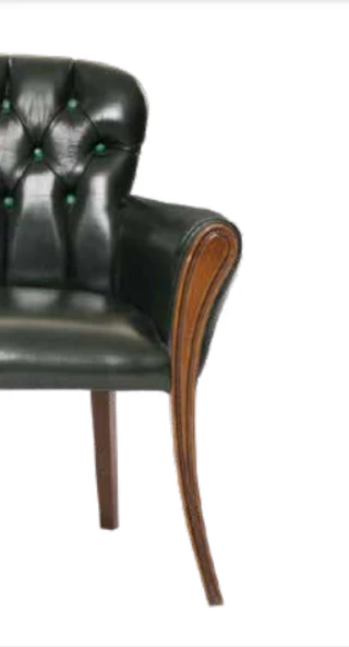 Sandalye 198754 Zus182 Kpitone Model Oyma Ayak Kayın Ayak Ceviz -Yeşil Suni Deri - Resim 3