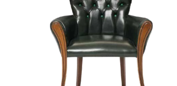 Sandalye 198754 Zus182 Kpitone Model Oyma Ayak Kayın Ayak Ceviz -Yeşil Suni Deri - Resim 2