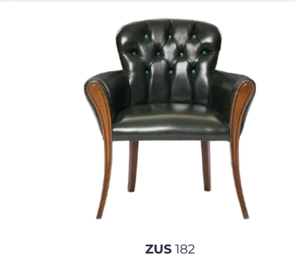 Sandalye 198754 Zus182 Kpitone Model Oyma Ayak Kayın Ayak Ceviz -Yeşil Suni Deri - Resim 5