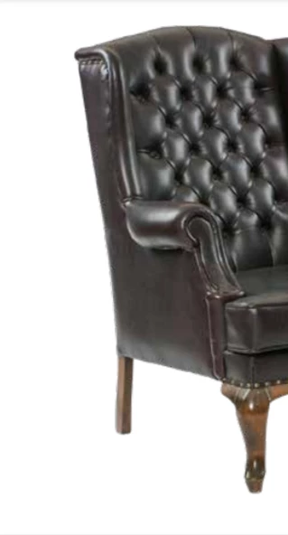 Sandalye 198753 Zus181 Kapitone Model Oyma Ayak Retro Ayak Ceviz -Siyah Suni Deri - Resim 4