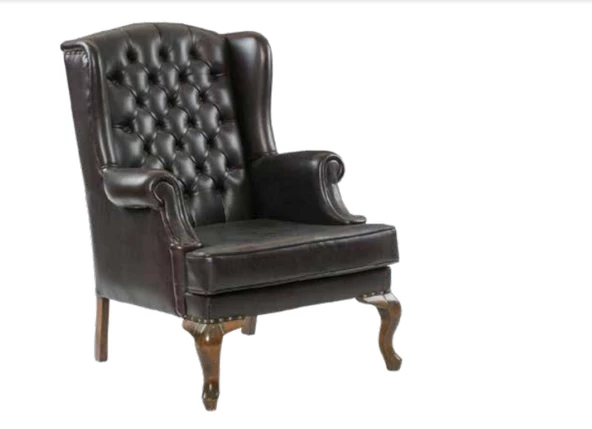 Sandalye 198753 Zus181 Kapitone Model Oyma Ayak Retro Ayak Ceviz -Siyah Suni Deri ürün görseli