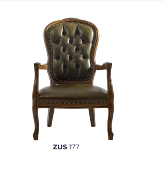 Sandalye 198751 ST Zus177 Kapitone Model Sırtlık Kayın Ayak Ceviz Renk Suni Deri - 7
