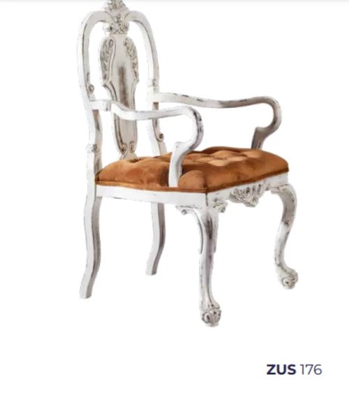 Sandalye 198750 ST Zus176 Klasik Model Oyma Sırtlık-Ayak Kayı Ayak eskitme Beyaz - Resim 5
