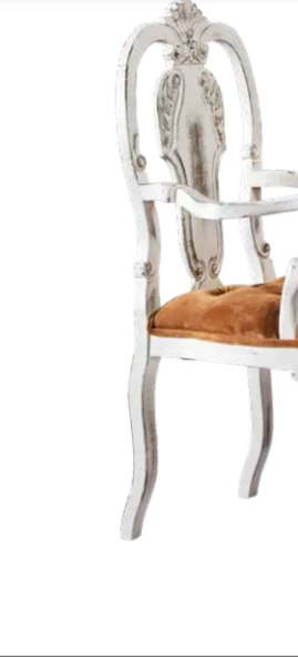 Sandalye 198750 ST Zus176 Klasik Model Oyma Sırtlık-Ayak Kayı Ayak eskitme Beyaz - Resim 7