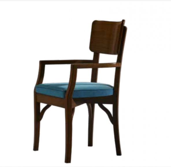 Sandalye Zus170 Ahşap Sırtlık Model Kayın Retro Ayak Ceviz Renk Turkuaz Baby Face Kumaş El Yapım