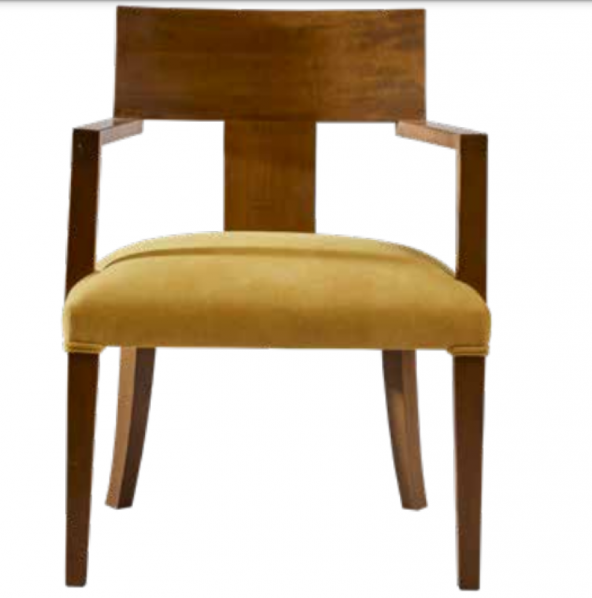 Sandalye Zus154 T Sırtlık  Model Tam Kolçak Kayın Ayak Parlak Ceviz Boya Şönil Kumaş El Yapım