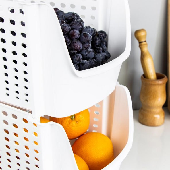 4lü İstiflenebilir Sepet Buzdolabı Sepeti Buzdolabı Sebzeliği - 4