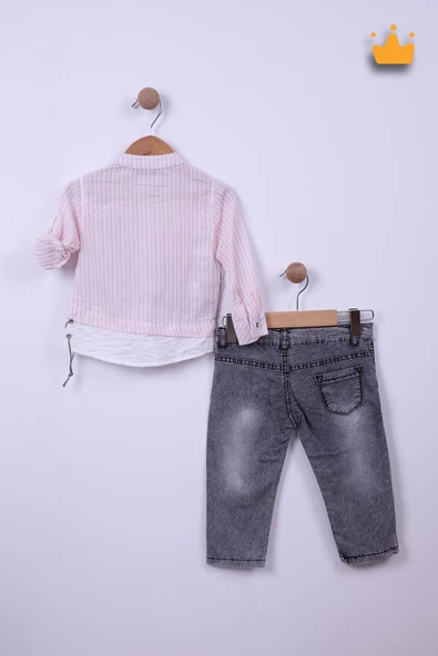 Babyhola %100 Pamuk Erkek Bebek Çocuk Gömlek Pantolon Yazlık Takım 2123 - 8