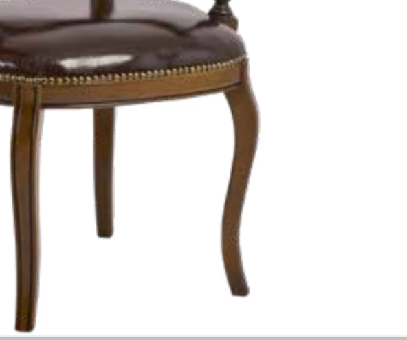 Sandalye 198725 Zus150 Vintage Model Tam Kolçak Ayak Ceviz Suni Deri El Yapım - Resim 3